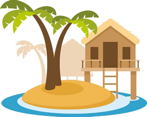 Tropical Island With A Bungalow Clipart Free Download Transparent Png