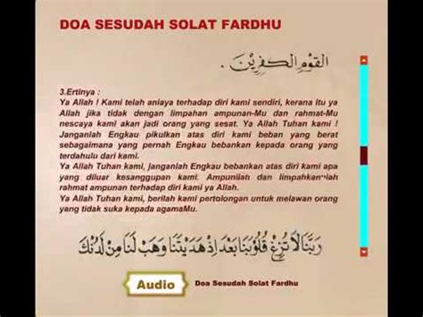 Di antara bacaan dalam sholat sekaligus urutan tata cara sholat fardhu adalah sebagai berikut Doa selepas solat fardhu - YouTube