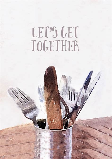 Lunch Is A Greeting Card For Friendship Cutlery With Text Lets Get
