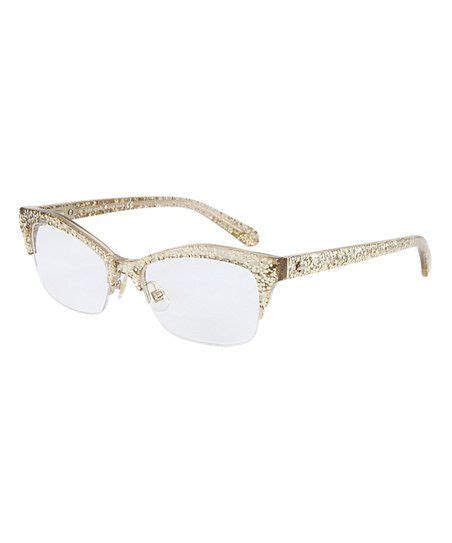 this glittery semi rimless pair boasts retro cool style courtesy of a browline silhouette with a