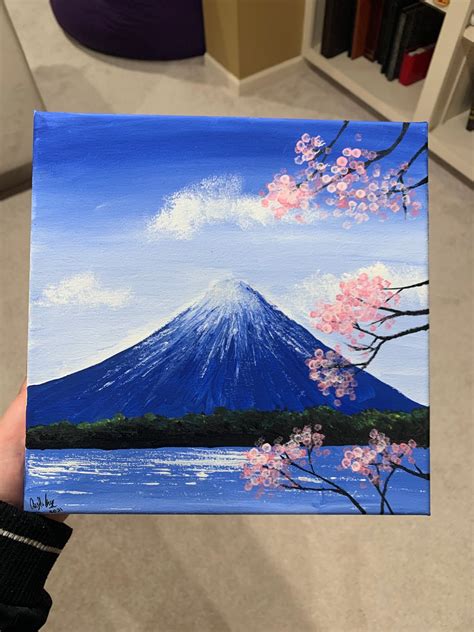 Mount Fuji Painting With Cherry Blossoms Etsy