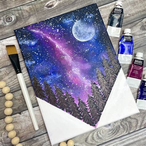 How To Paint A Galaxy Night Sky For Beginners Milky Way