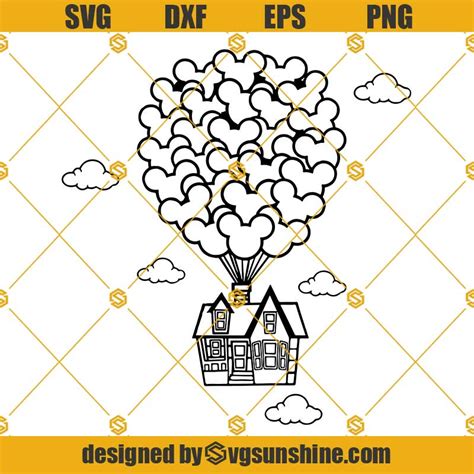 Up House Mickey Balloons Svg Png Dxf Eps Files For Silhouette House
