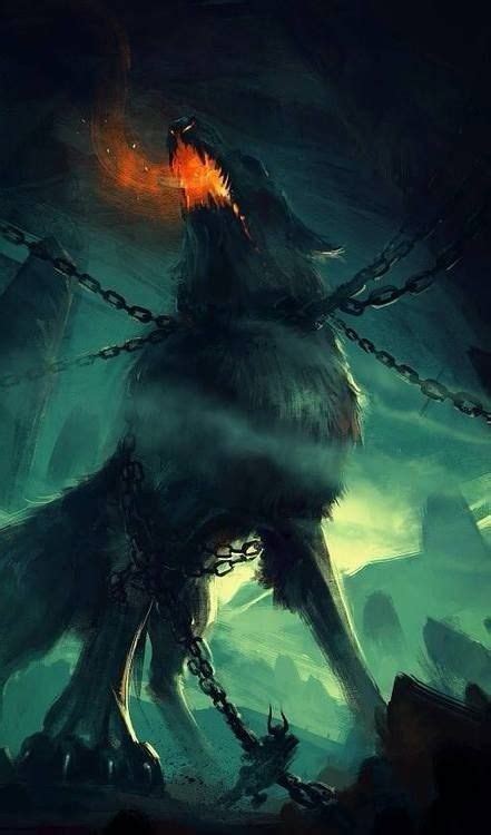 Giant Fire Breathing Wolf Fenrir Fantasy Creatures Mythical
