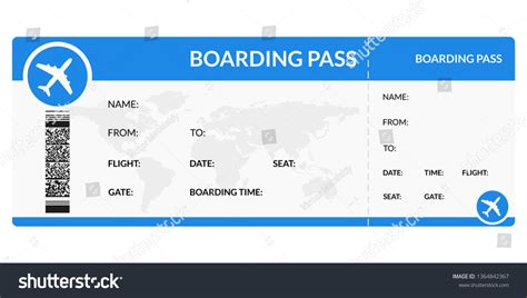 Plane Ticket Airline Boarding Pass Template Stock Vector Royalty Free