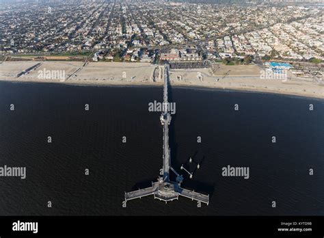 Aerial View Of Belmont Pier And Neighborhood In Long Beach California