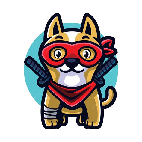 Perro Ninja De Dibujos Animados Vector Premium