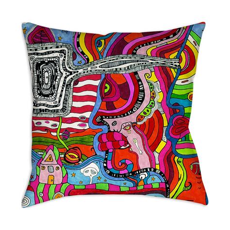 Psychedelic Throw Pillow Colorful Abstract Pillow Case Floor Etsy