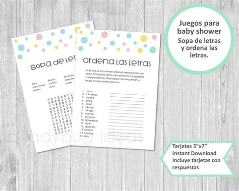 Interesar Darse Cuenta Danza Juegos Para Baby Shower Sopa De Letras