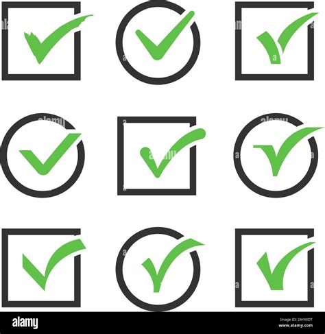 Check Mark Icon Boxes Vector Set Sign Of Confirmed Check Mark And