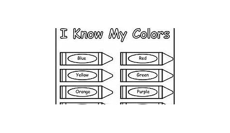 i know my colors worksheets
