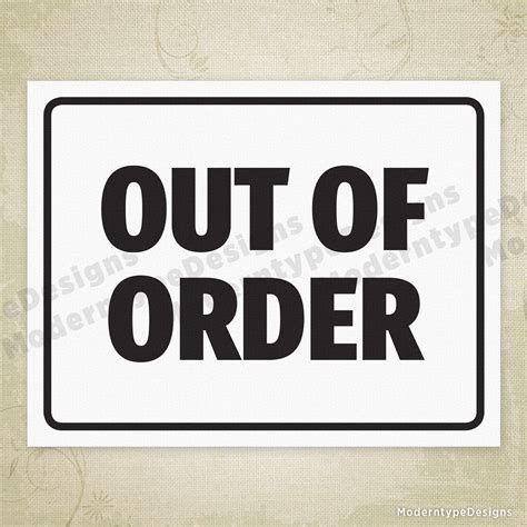 Out Of Order Printable Sign Moderntype Designs