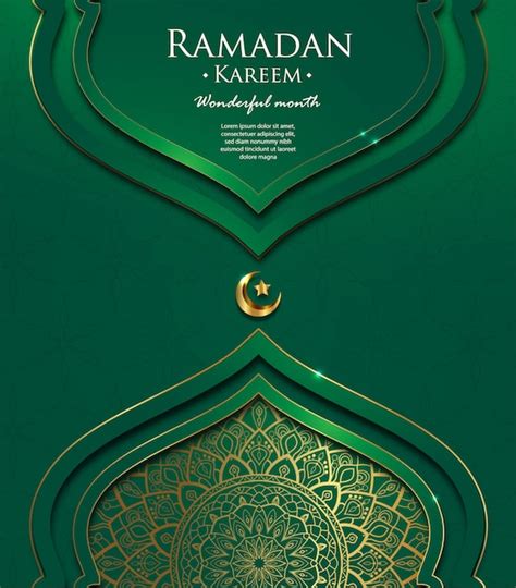 Premium Vector Green Islamic Ramadan Kareem With Gold Ornament Background