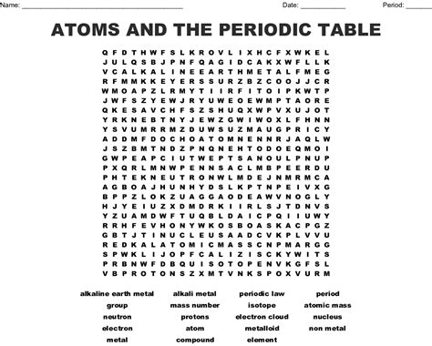 Atom And Periodic Table Word Search