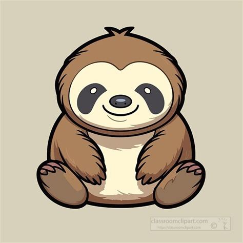 Sloth Clipart Cute Happy Sloth In A Tree Clip Art