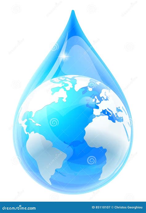 Water Drop Droplet World Earth Globe Stock Vector Illustration Of