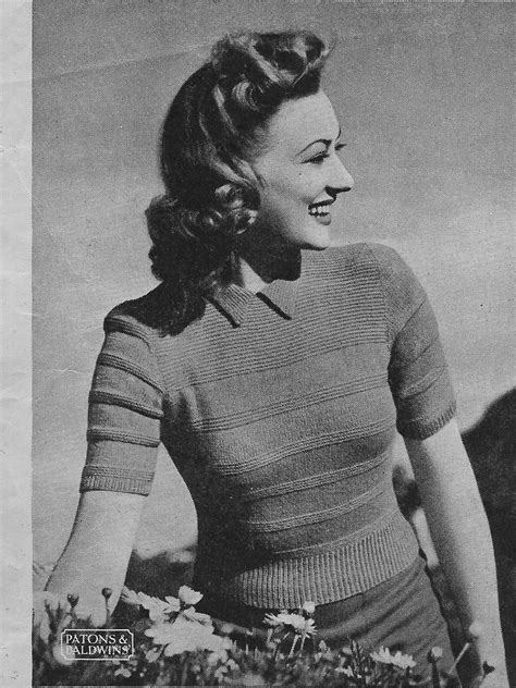 Velma Sweater 1940s Knitting Knit Top Blouse Shirt Patons Etsy Retro Women Knitting Women