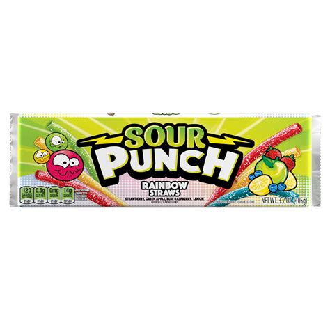 Sour Punch Straws Rainbow Assorted Chewy Candy 3 7oz Movie Tray