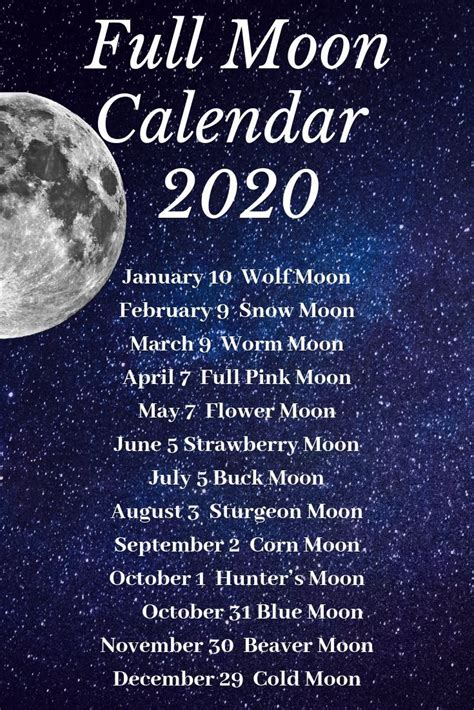 Take Full Moon Calendar 2020 Printable Calendar Print