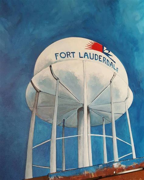 Fort Lauderdale Water Tower 36x36 Acrylic On Canvas Original Painting
