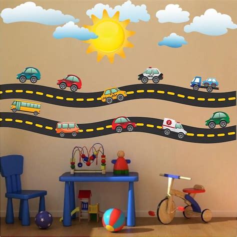 Cars And Race Track Wall Decal Kids Bedroom Racetrack Wall Decor