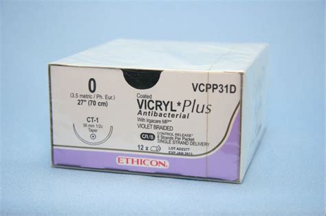 Ethicon Suture Vcpp31d 0 Vicryl Plus Antibacterial Violet 8 X 27