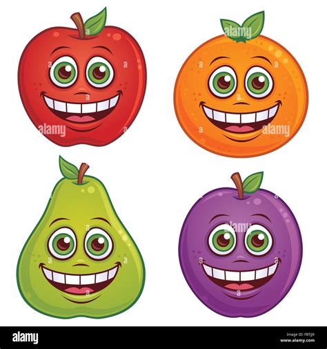 Cartoon Fruit Characters Stock Photo Alamy