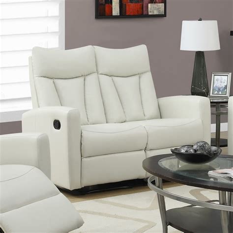 Monarch Specialties Casual Ivory Faux Leather Reclining Loveseat At