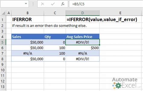 IFERROR Function in Excel, VBA, & Google Sheets - Automate Excel
