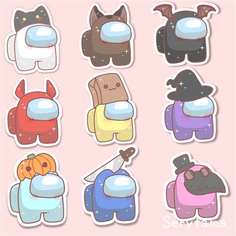 Cute Kawaii Among Us Stickers Etsy Dibujos Bonitos De Animales