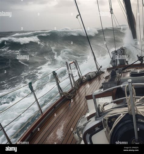 This Digital Painting Depicts A Ship S Deck Being Tossed And Turned By