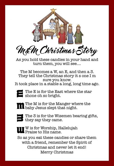 It took place in a stable a long, long time ago. The M&M Christmas Story - Over 8 Free Printables ...
