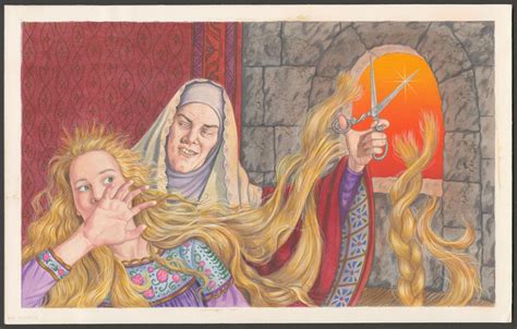 [the witch cuts off rapunzel s hair page 23 illustration] unt digital library