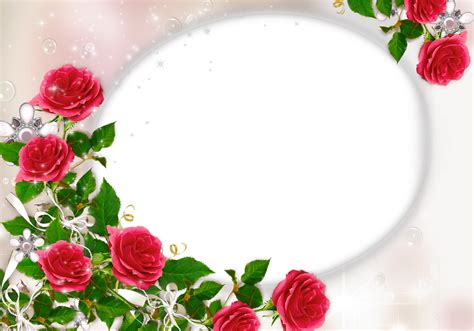 Lovely Transparent Frame With Beautiful Red Roses Flower Picture Frames