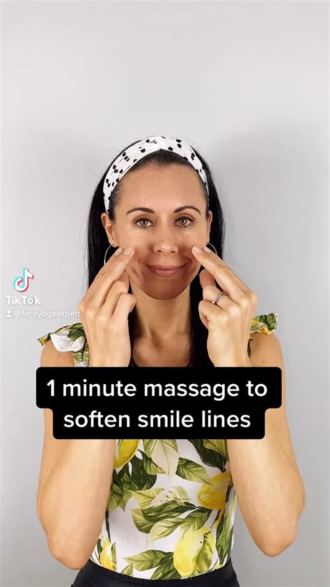 1 Minute Massage To Soften Smile Lines Face Yoga Face Yoga Facial Exercises Facial Massage