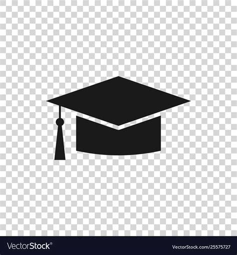 Grey Graduation Cap Icon Isolated On Transparent Vector Image