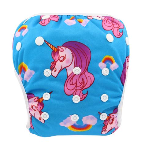 Ohbabyka Baby Swim Diaper Unicorn Animals Pattern Cloth Nappies