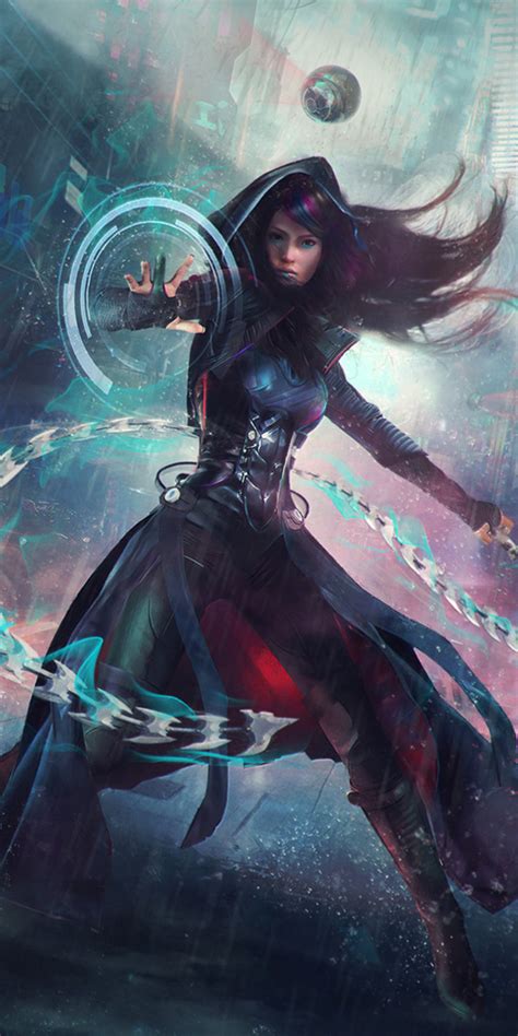 1080x2160 Warrior Girl Sci Fi Cyberpunk Futuristic Artwork