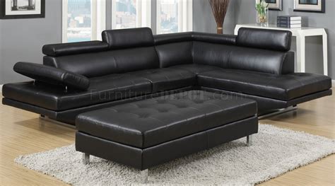 G143 Sectional Sofa In Black Bonded Leather By Glory