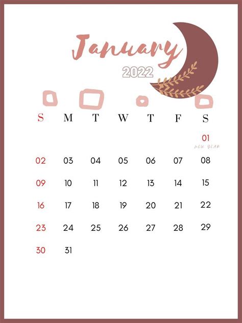 January2022 January Printable Calendar Aesthetic Calendar 2022 By