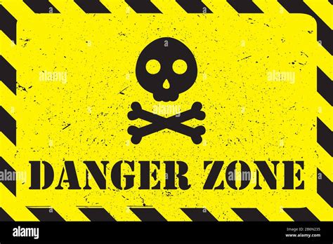 Danger Zone Grunge Backgroundblack Skull With Bonesyellow And Black