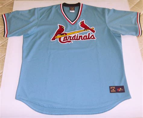 St Louis Cardinals Jersey Blue Majestic Throwback Cooperstown Etsy