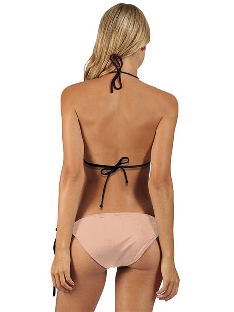Bikini Swimsuit For Women Flesh Color Backless Polyester Summer Sexy