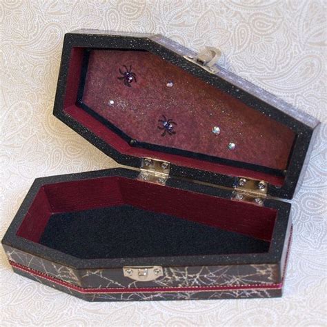 Gothic Halloween Jewelry Box Coffin Shape Decoupaged Goth Casket