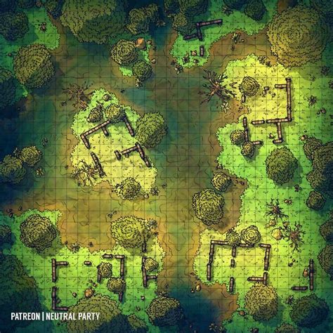 Swamp Ruins Battlemaps In 2021 Fantasy Map Tabletop Rpg Maps