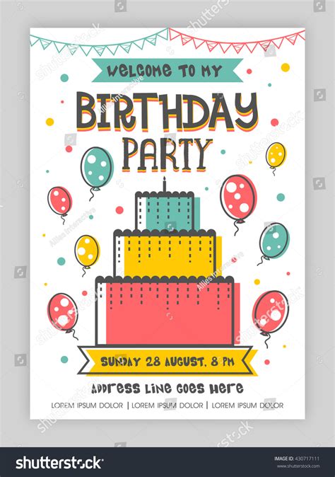 Birthday Party Invitation Card Welcome Card Stock Vector Royalty Free