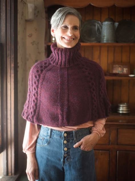 Free Knitting Pattern For A Turtleneck Cabled Capelet Knitting Bee