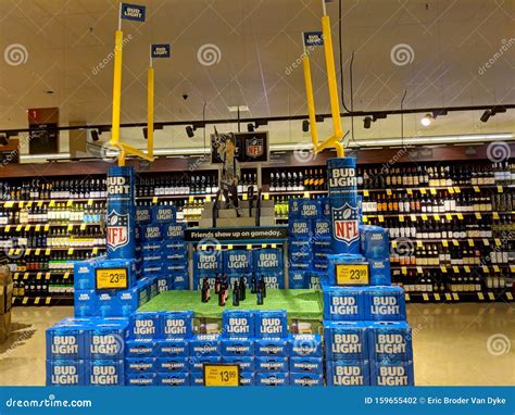 Bud Light Football Display Inside Wine Section Editorial Photography