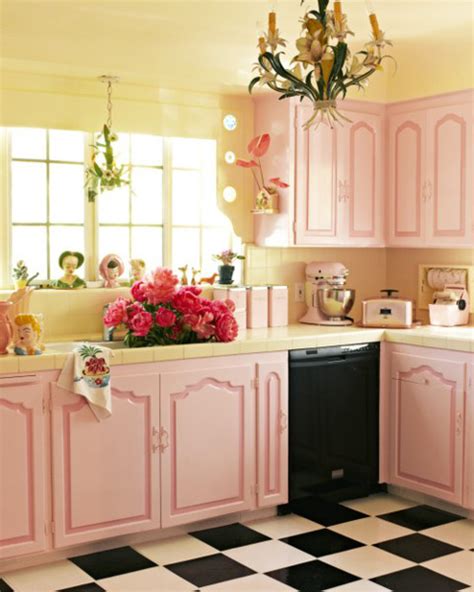 mod vintage life pink kitchens