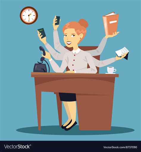 Businesswoman Multitasking Business Lady Vector Image